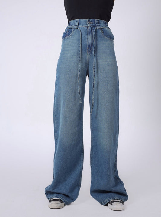 LIGHT DIRTY WAISTBAND BAGGY DENIM