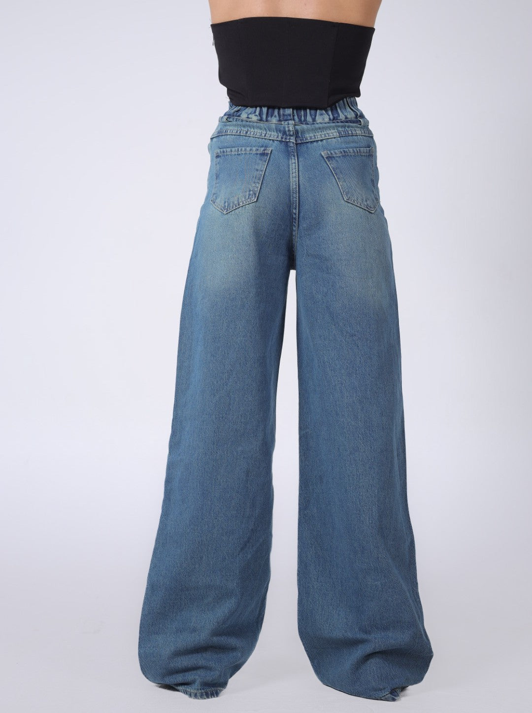 LIGHT DIRTY WAISTBAND BAGGY DENIM