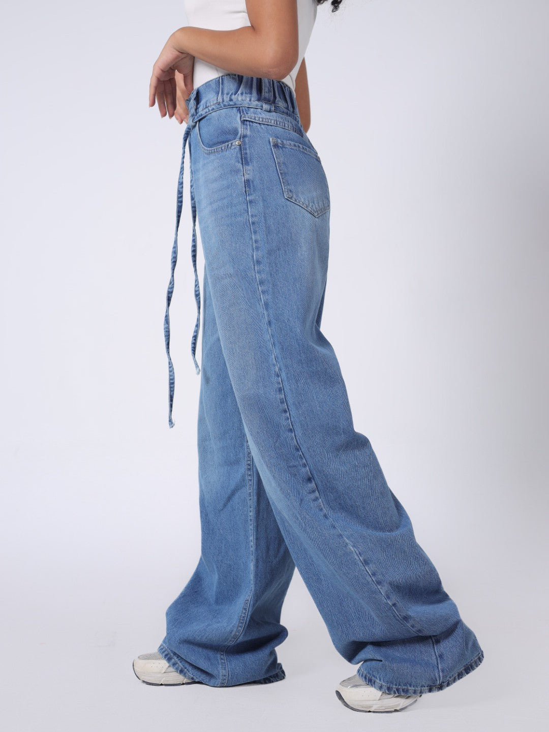 BLUE WAISTBAND BAGGY DENIM