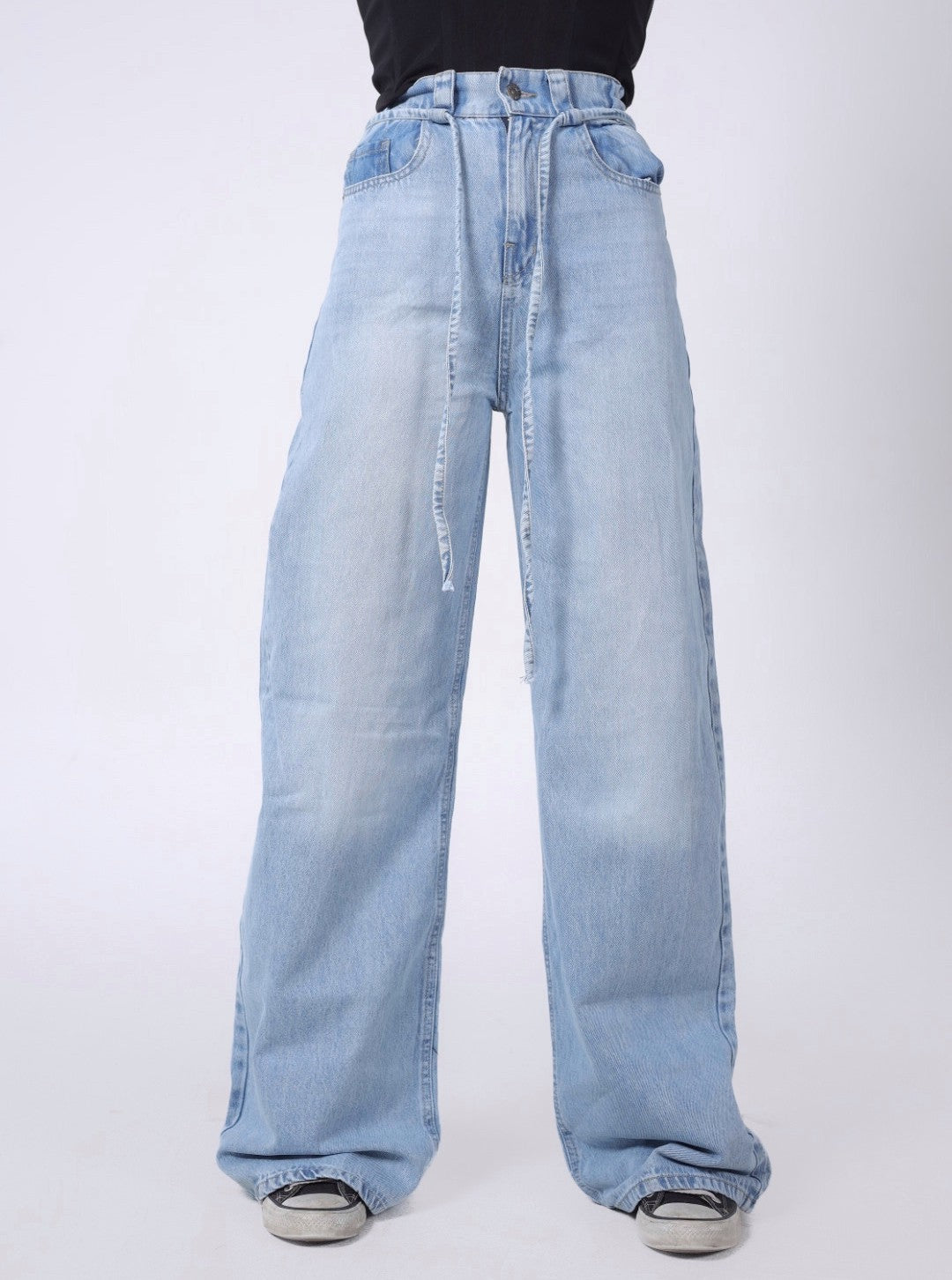 LIGHT BLUE WAISTBAND BAGGY DENIM