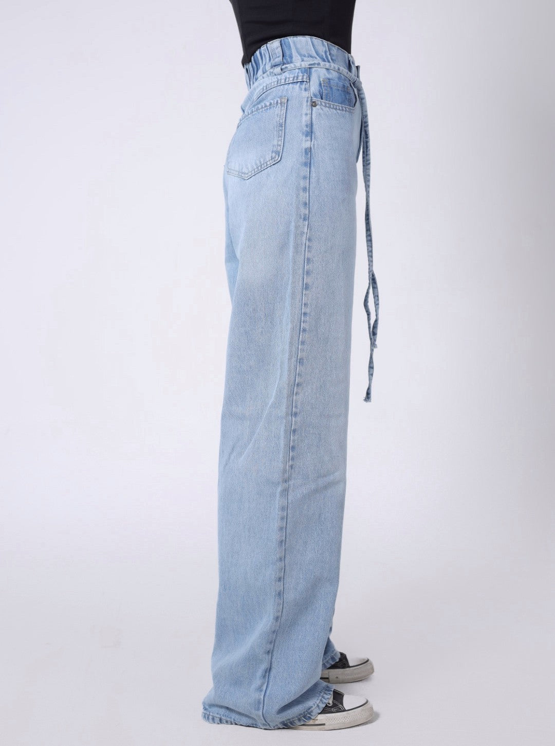 LIGHT BLUE WAISTBAND BAGGY DENIM