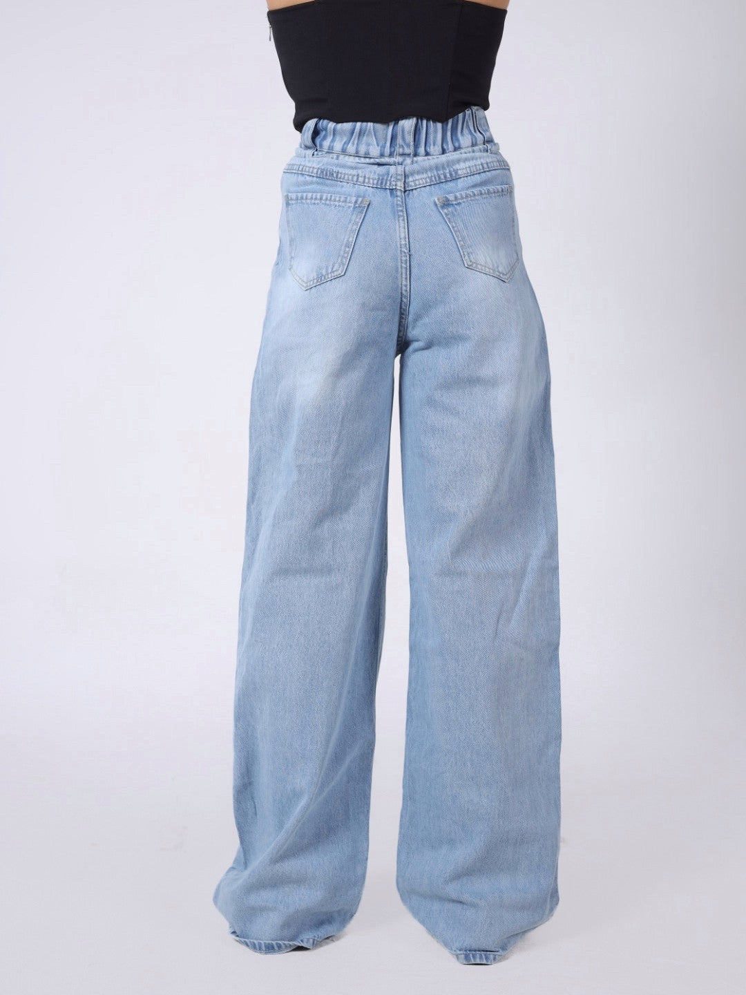 LIGHT BLUE WAISTBAND BAGGY DENIM