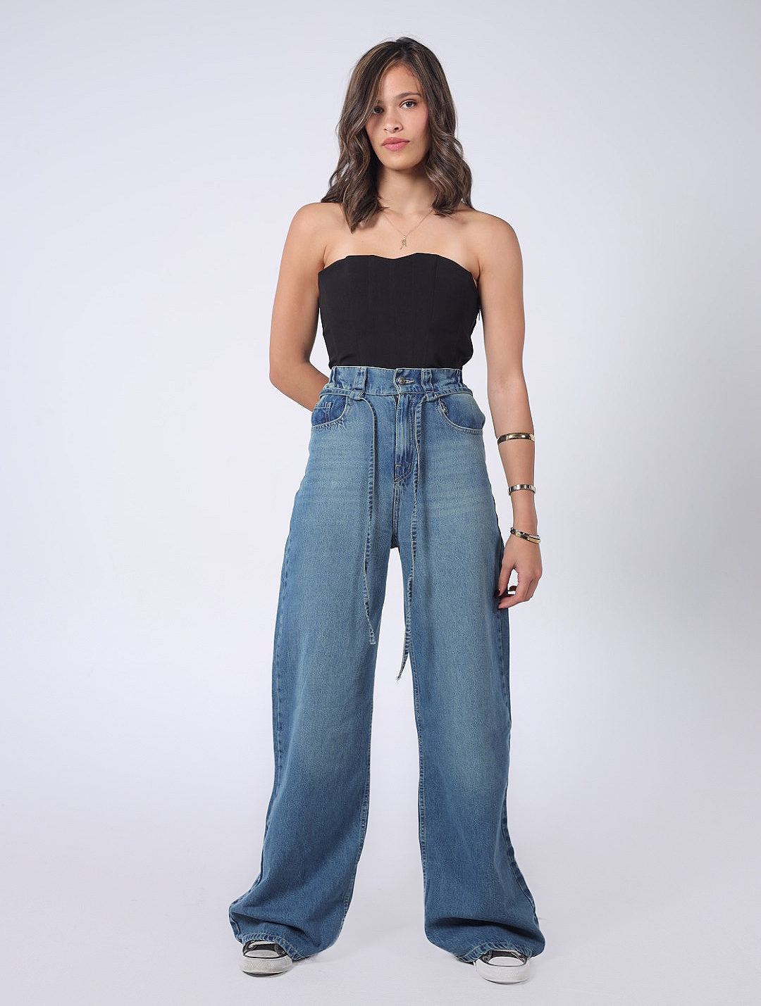 LIGHT DIRTY WAISTBAND BAGGY DENIM