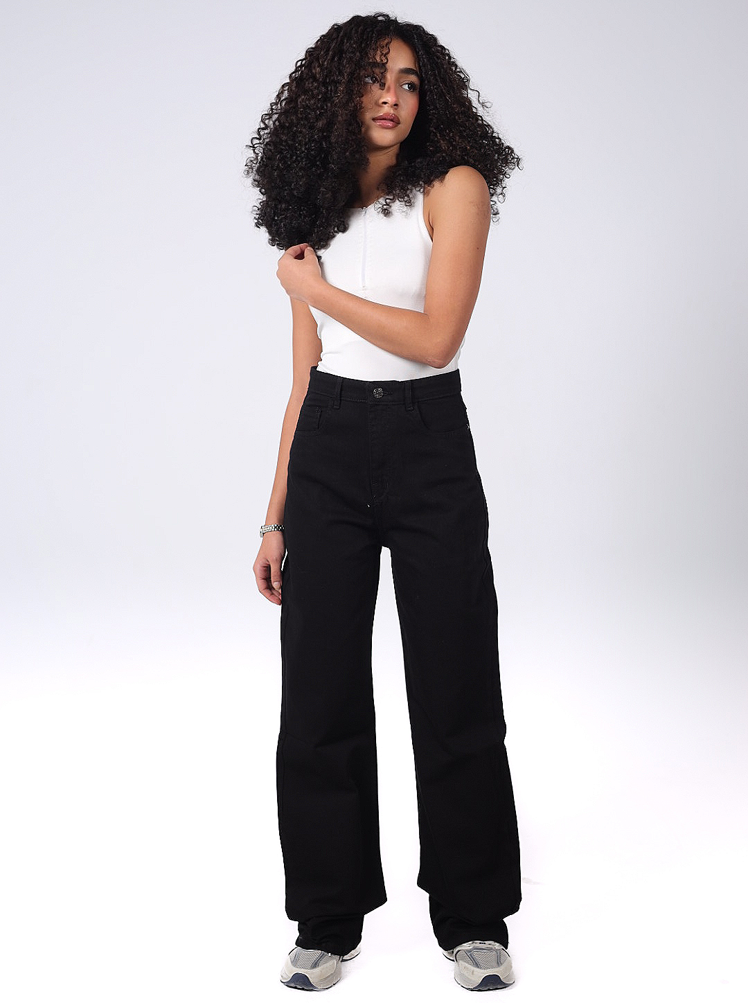 BLACK WIDE LEG DENIM