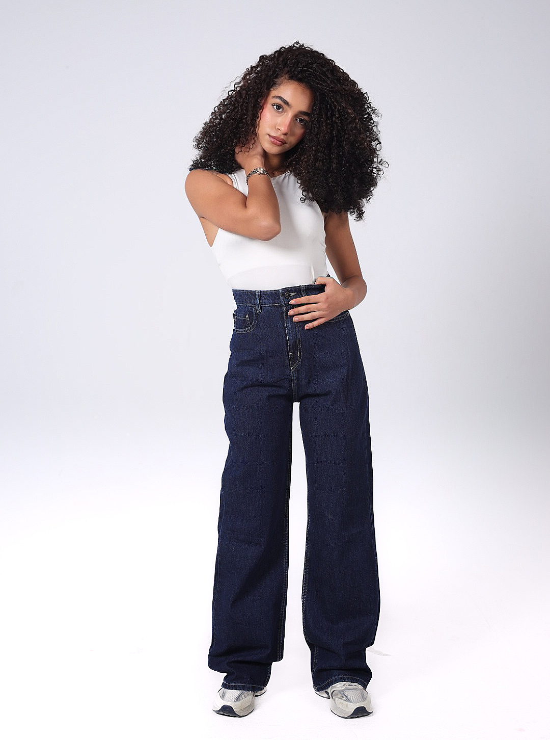 DARK BLUE WIDE LEG DENIM